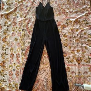 Paris Atelier Black Ribbed Pantsuit Adjustable Straps Size 0 Great Condition!